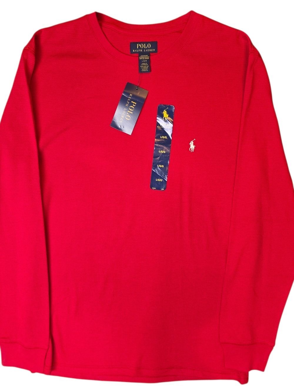 Polo Ralph Lauren Mens Crewneck Sleep Shirt Large Red Long Sleeve Loungewear